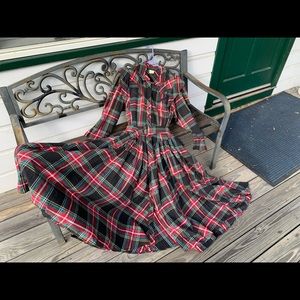 Vintage Karen Alexander Red Plaid Flannel Dress - size 8